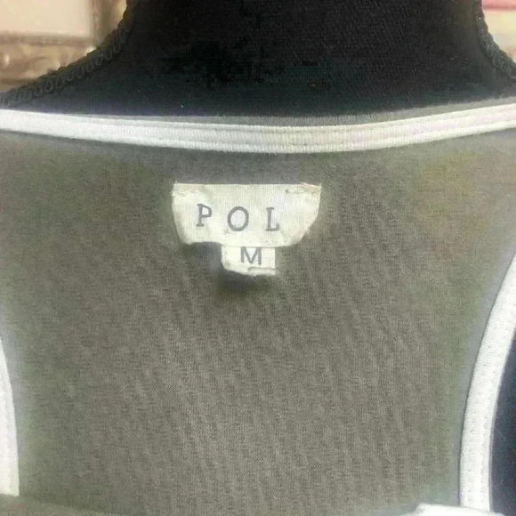 POL SLEEVELESS OLIVE GREEN SUMMER RACER BACK STRIPE TANK TOP SIZE MED💚 - Picture 9 of 12